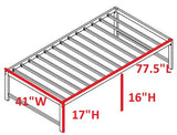 Archer Platform Bed Frame, Cream White Metal, Twin