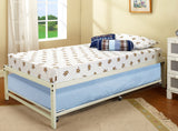 Archer Platform Bed Frame & Roll-Out Trundle, Cream White Metal, Twin