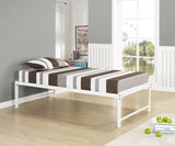 Archer Platform Bed Frame & Pop-Up Trundle, Cream White Metal, Twin