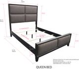 Consuelo Upholstered Panel Bed, Queen, Gray Wood