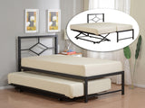 Archer 39" Twin Size Black Metal Daybed Frame With Headboard (Optional Trundles & Mattress) - Pilaster Designs