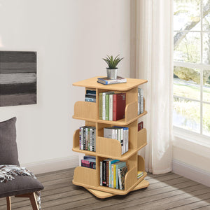 Hartwick 3 Tier Revolving Bookcase, Natural Wood