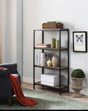 Grey Wood & Black Metal Transitional 3, 4 ,5 Tier Shelf Storage Bookcase Home & Office Organizer Set - Pilaster Designs