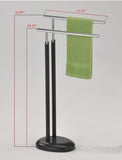 Gray & Chrome Metal Modern 2 Bar Free Standing Towel & Quilt Rack Stand Organizer For Kitchen & Bathroom - Pilaster Designs