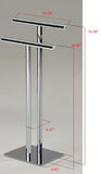 Chrome Metal Modern 2 Bar Free Standing Towel & Quilt Rack Stand Organizer For Kitchen & Bathroom - Pilaster Designs