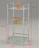 Chrome Metal & White Tempered Glass Modern Free Standing Utility Rack Organizer Stand - Pilaster Designs