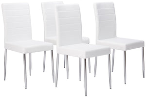 Leina Dining Chairs, White Vinyl & Chrome Metal