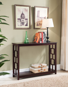 Alex Dark Cherry Wood Contemporary Occasional Entryway Console Sofa Table With Storage Shelf - Pilaster Designs