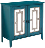 Hunter Accent Cabinet, Antique Blue Wood & Mirror