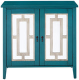 Hunter Accent Cabinet, Antique Blue Wood & Mirror