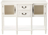 Isaiah Console Table, Cream White Wood & Glass