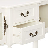 Isaiah Console Table, Cream White Wood & Glass