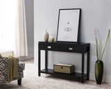 Dylan Wood 2 Drawer Contemporary Occasional Entryway Console Table With Storage Shelf (Black, White) - Pilaster Designs