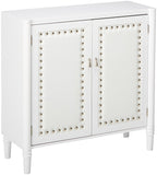 Connor Accent Cabinet, White Faux Leather