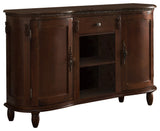Adrian Walnut Wood Contemporary Console Buffet Display Storage Table With 2 Cabinets, Drawer & Shelves - Pilaster Designs