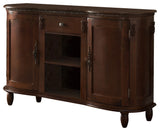 Adrian Walnut Wood Contemporary Console Buffet Display Storage Table With 2 Cabinets, Drawer & Shelves - Pilaster Designs