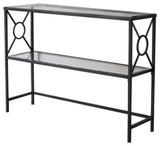 Colton Console Table, Brushed Copper Black Metal & Tempered Glass