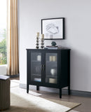 Delancey Accent Cabinet, Black Wood & Glass