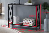 Allegheny Console Table, Pewter Metal & Black Glass