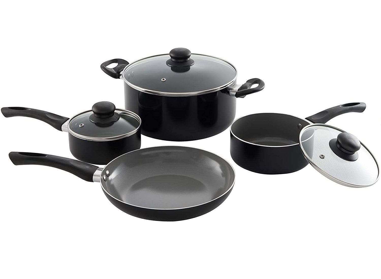 7 Piece Cookware Set Nonstick Coated Kitchen Pots And Pans Home