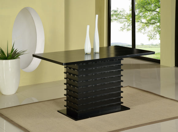 Leina Pedestal Dining Table, Black Wood