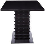 Leina Pedestal Dining Table, Black Wood