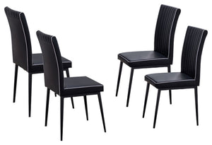Geneva Dining Chairs, Black Faux Leather & Metal