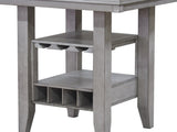 Garcia Counter Height Dining Set, Wash White Wood & Gray Fabric