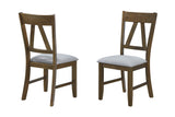 Filkins Set of Two Dining Chairs, Brown Wood & Blue Fabric