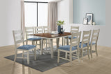 Kira Dining Chairs, Smoke White Wood & Blue Fabric
