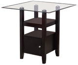 Lenn Counter Height Dining Table, Cappuccino Wood & Beveled Glass Top