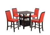 Lenn Counter Height Dining Set, Cappuccino & Red