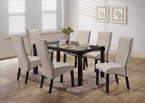 Eugene Dining Chairs, Gray Faux Leather & Cappuccino Wood