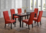 Eugene Dining Chairs, Red Faux Leather & Cappuccino Wood