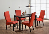 Eugene Dining Chairs, Red Faux Leather & Cappuccino Wood