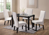 Eugene Dining Chairs, White Faux Leather & Cappuccino Wood