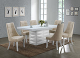 Lexie Dining Chairs, Beige Vinyl & White Wood