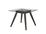 Pyke Dining Table, Cappuccino Wood & Tempered Glass, 40" Square