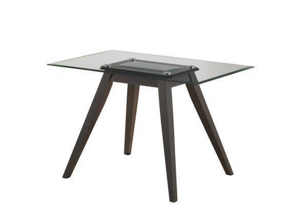 Pyke Dining Table, Cappuccino Wood & Tempered Glass, 47
