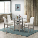 Luder Counter Height Dining Table, Champagne Wood & Tempered Glass