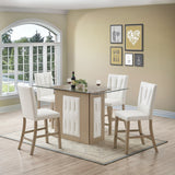 Lana Counter Height Dining Table, Gold Wood & Tempered Glass