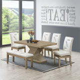 Legault Pedestal Dining Table, Gold Wood