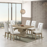 Legault Swivel Dining Chairs, White Vinyl & Gold Wood