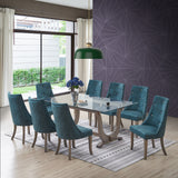 Benoit Dining Chairs, Blue Fabric & Gray Wood