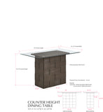 Caputo Counter Height Dining Table, Gray Wood & Tempered Glass