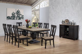 Nysha 9 Piece Dining Room Set, Charcoal & Oak Wood