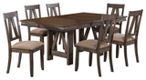 Oslo 7 Piece Dining Set, Brown Wood & Polyester