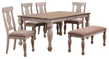 Joanna 6 Piece Dining Set, Brown Wood & Polyester
