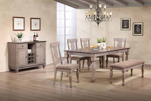 Joanna 2 Tone Brown Wood Transitional Rectangle Formal Dining Room Set (Optional Table With 18" Butterfly Extension Leaf, Chairs, Bench & Buffet Server) - Pilaster Designs