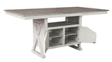 Figaro Counter Height Extendable Storage Dining Table, Wash Gray Wood